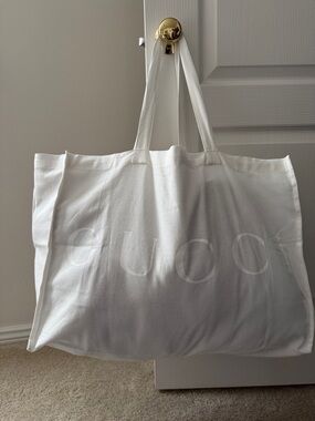White Gucci Cloth Tote Bag